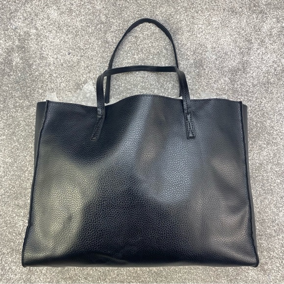 Handbags - BLACK FAUX LEATHER TOTE BAG SHOULDER HANDBAG CARRY Y2K